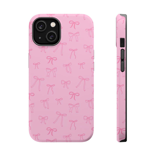 Chic Magnetic Phone Case with Pink Bow Design, Fashionable Mobile Accessory, Cute Gift for Her, Fun Birthday Present, Trendy Phone Cover