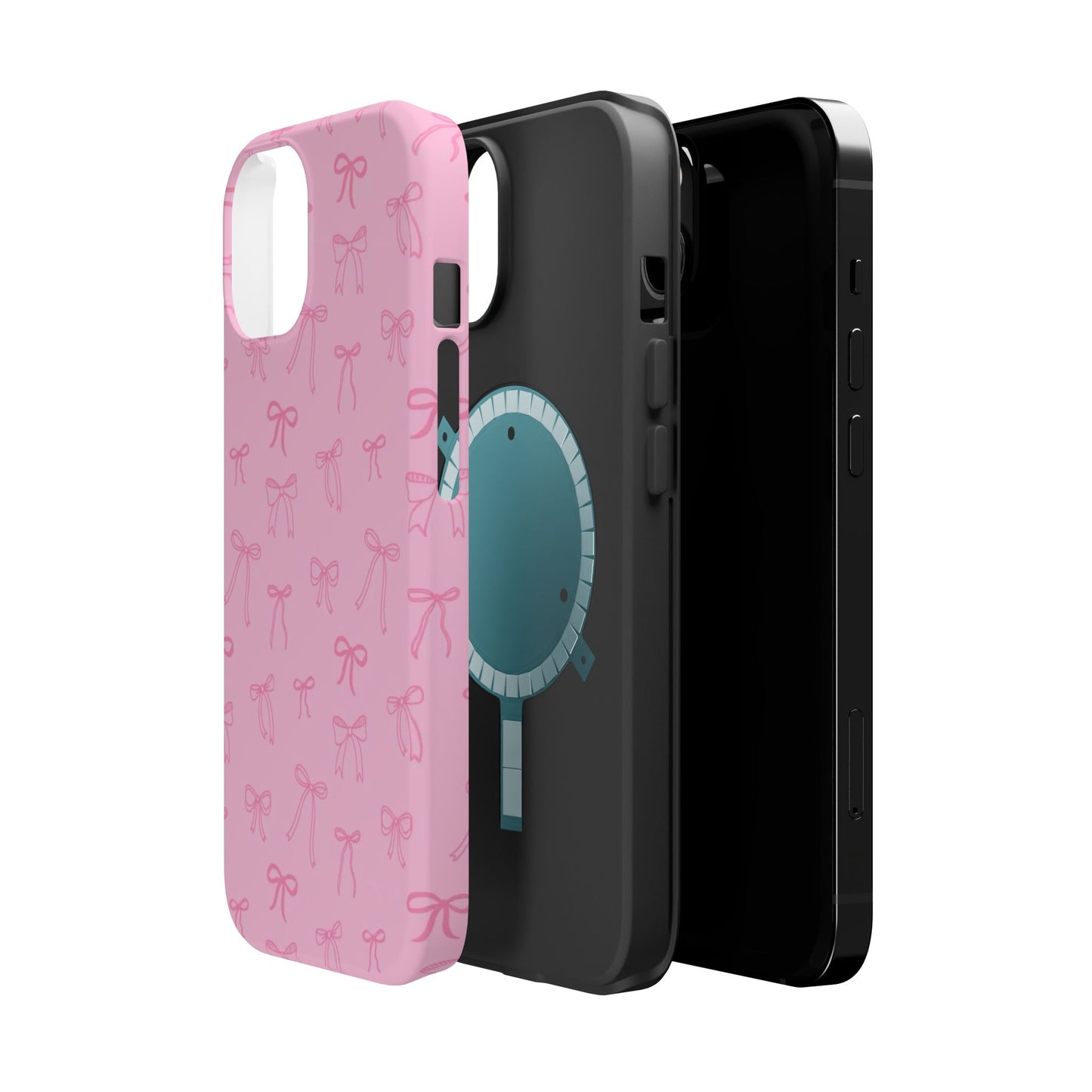 Chic Magnetic Phone Case with Pink Bow Design, Fashionable Mobile Accessory, Cute Gift for Her, Fun Birthday Present, Trendy Phone Cover