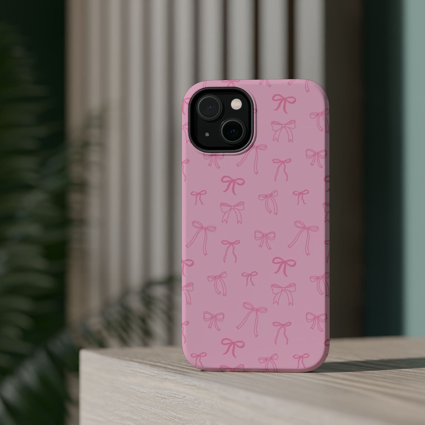 Chic Magnetic Phone Case with Pink Bow Design, Fashionable Mobile Accessory, Cute Gift for Her, Fun Birthday Present, Trendy Phone Cover